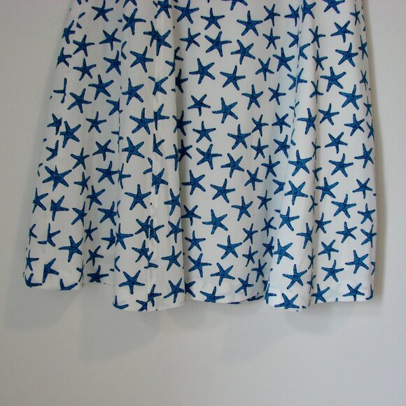 Shift Midi Dress Blue White Summer Starfish Sleeveless A-Line Office Nine West 4 - Picture 11 of 14